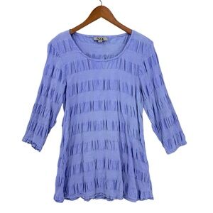 FLAX Tunic Top Ruched Linen Blend Purple